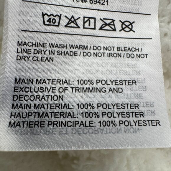 Reebok Women's White Cozy Cover Up Pullover Quarter-Zip Fuzzy Sweatshirt Large - Picture 8 of 10